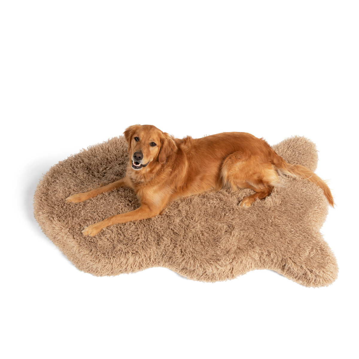 PupRug Luxe Plush Sheep Tan bed shown from another angle