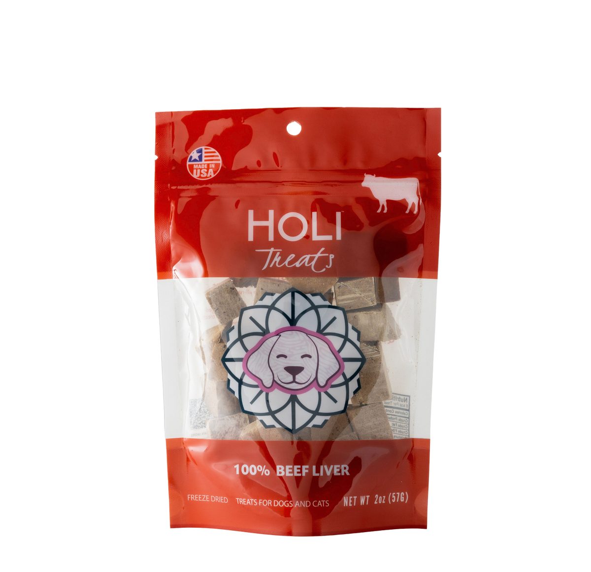 Small bag of HOLI Freeze-Dried Beef Liver Dog Treats