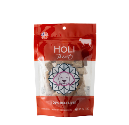 Small bag of HOLI Freeze-Dried Beef Liver Dog Treats