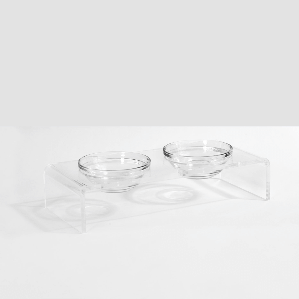Clear Double Glass Bowl Feeder