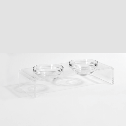 Clear Double Glass Bowl Feeder