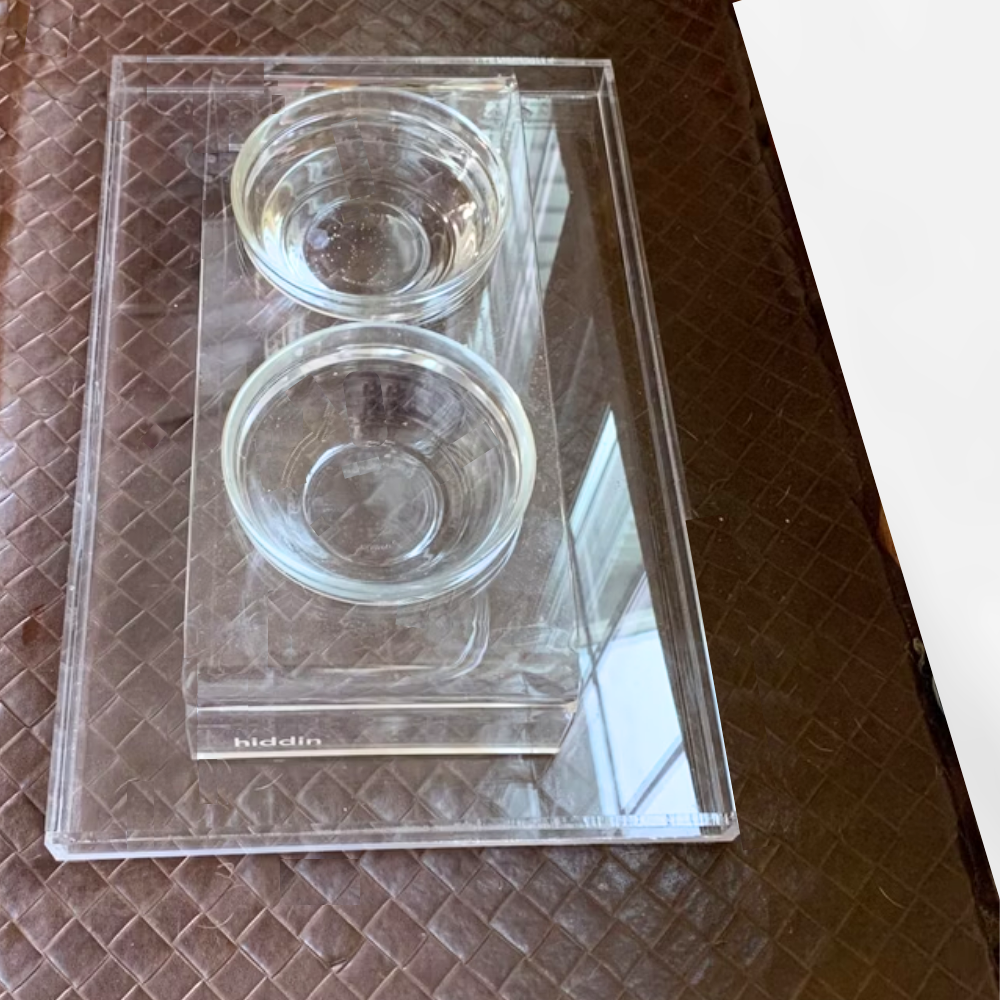 Clear Double Glass Bowl Feeder