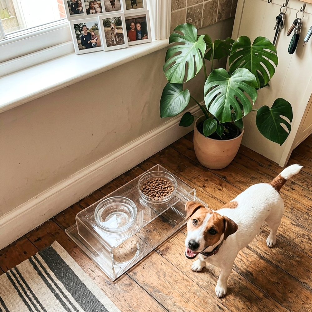 Clear Double Glass Bowl Feeder