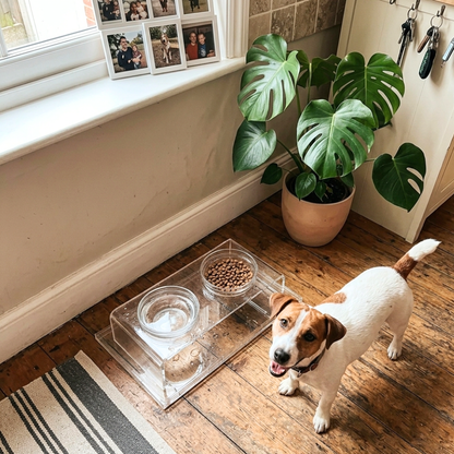 Clear Double Glass Bowl Feeder