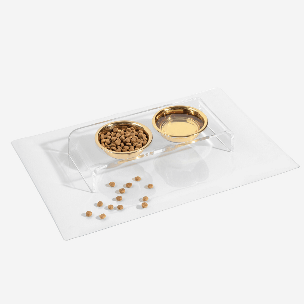 Hiddin Small Gold Feeder with clear overflow tray