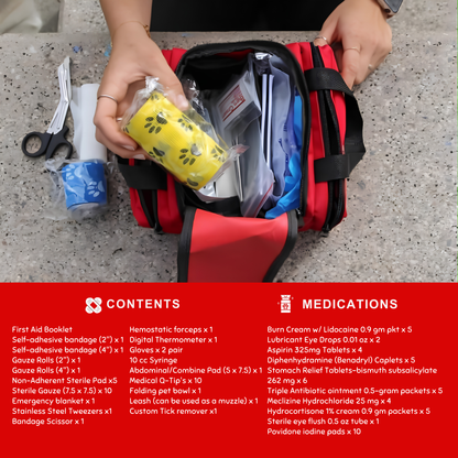 PetVet Medic® Small Pet First Aid Kit - 90+ Piece kit contents