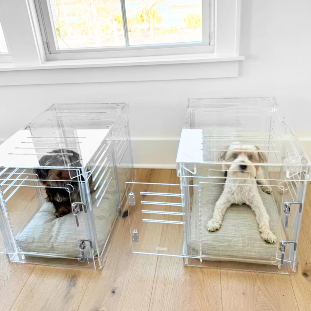 Hiddin Small Clear Pet Crate side angle