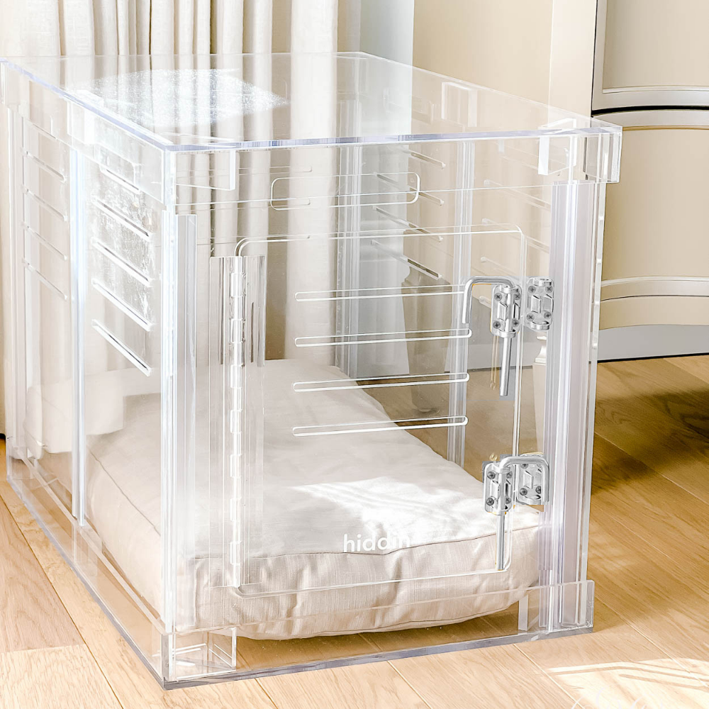 Hiddin Small Clear Pet Crate front view
