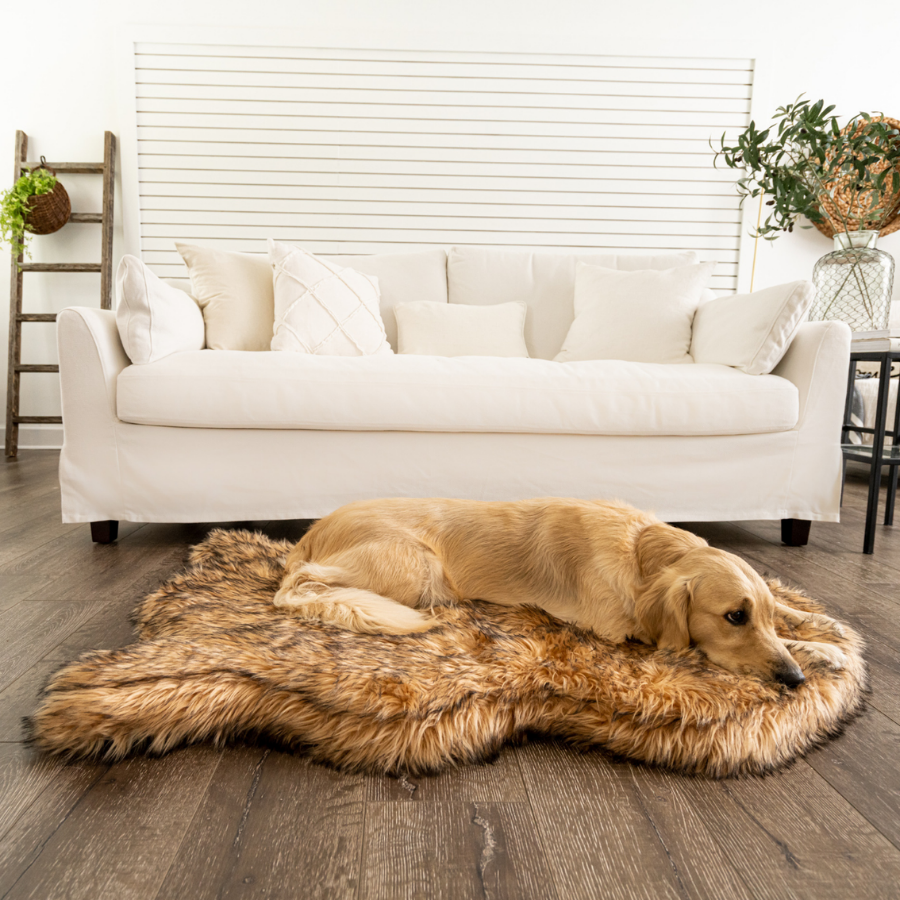 PupRug curved dog bed shape in Sable Tan