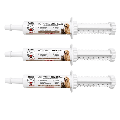 Paquete y opciones de tamaño de PetVet Medic® Jeringa de carbón activado para perros y gatos - 30 mL