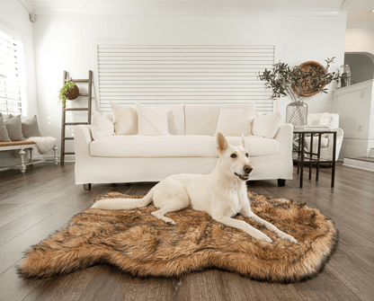 Paw.com PupRug Faux Fur Orthopedic Dog Bed in Curve Sable Tan