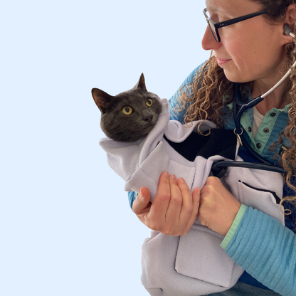 Pro Cat Wrap shown on a cat for veterinary handling
