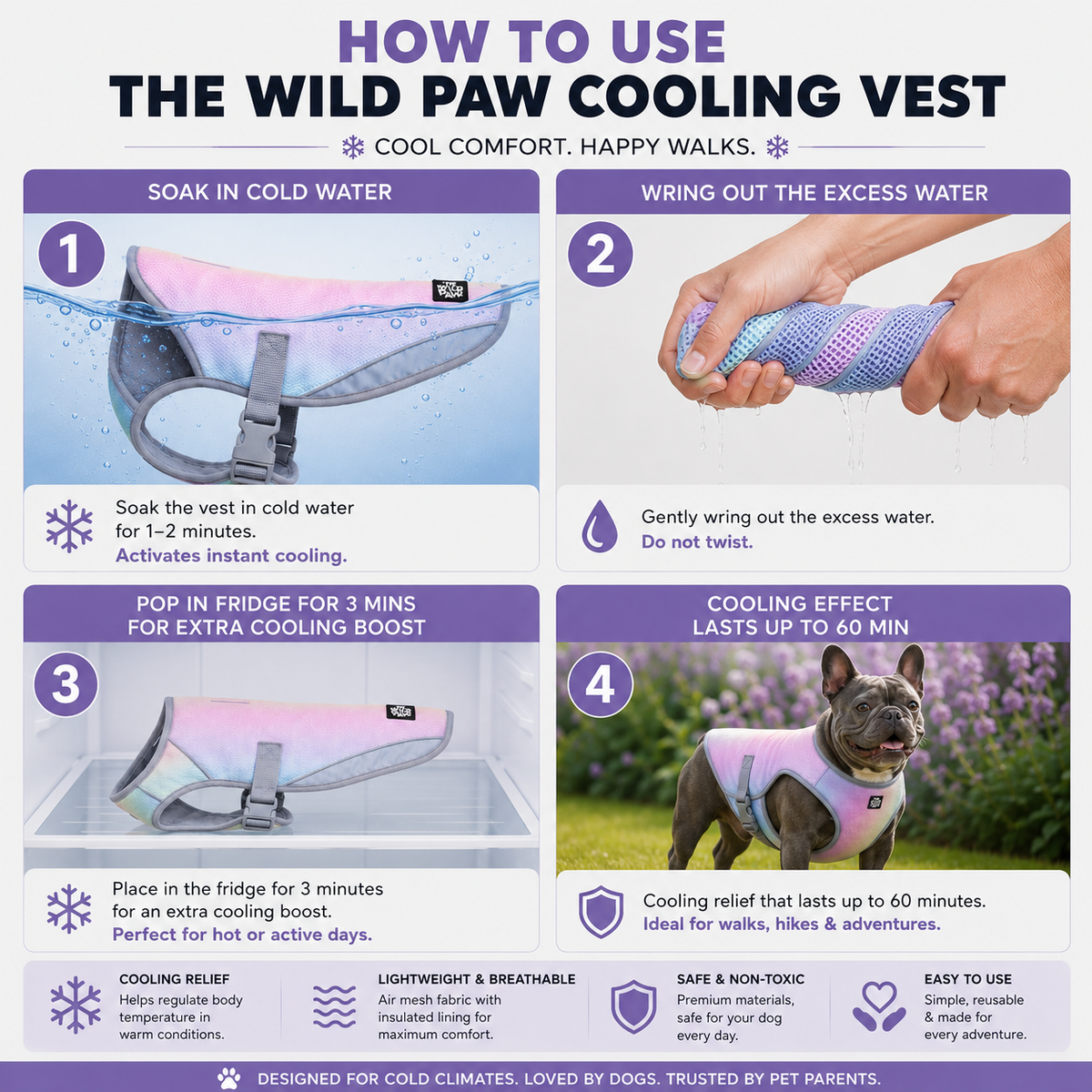 Chaleco refrescante WildBreeze con estampado Aurora de The Wild Paw