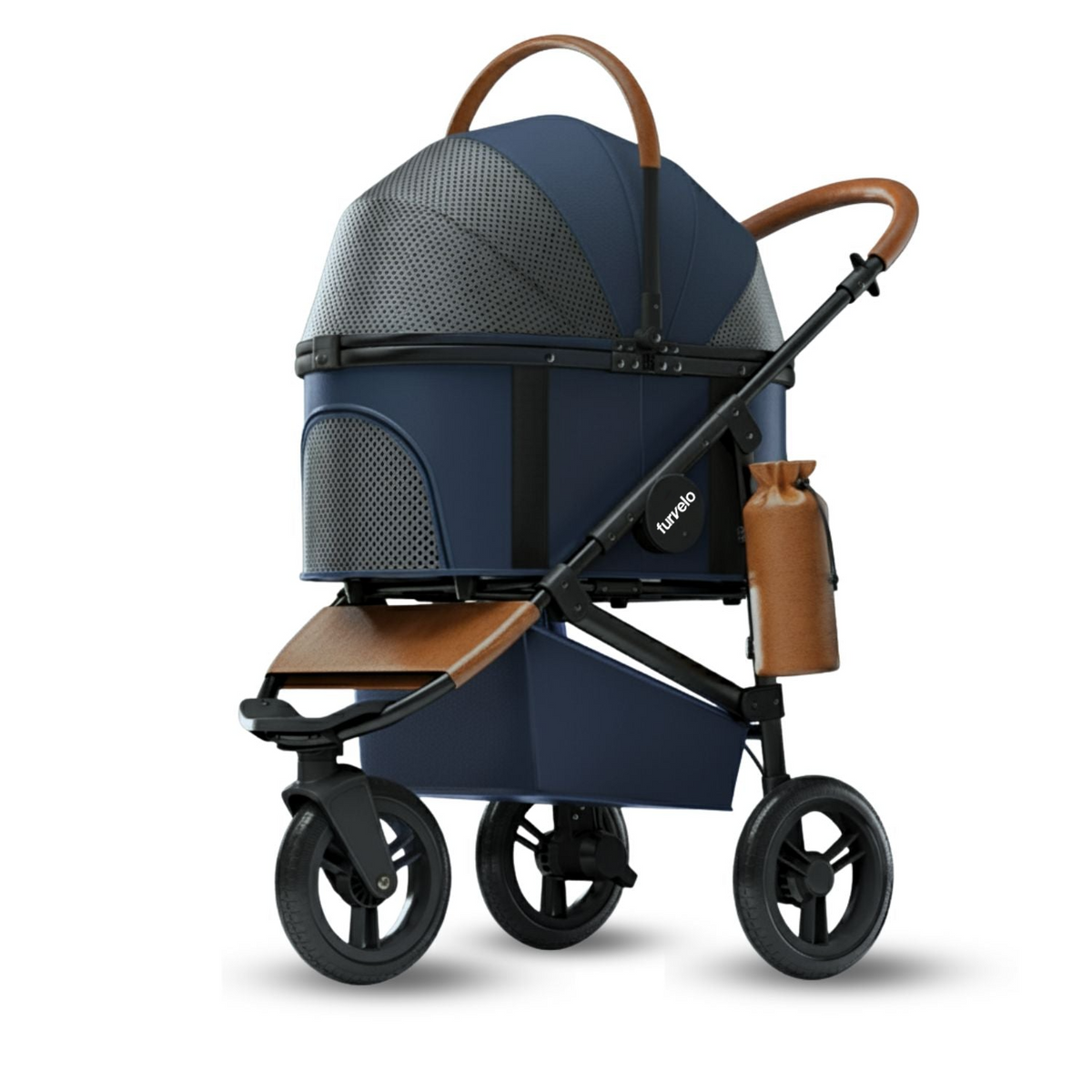 Navy Furvelo Jogger pet stroller with the canopy closed
