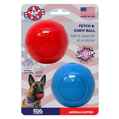 Primary product view of Red & Blue Glitter Ball Dog Toy - 2 Pack by SodaPup