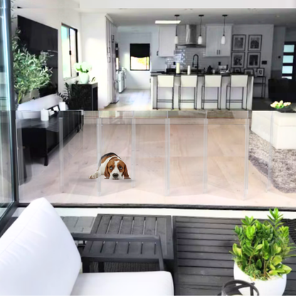 Low Zig Zag Gate in use as a freestanding pet barrier