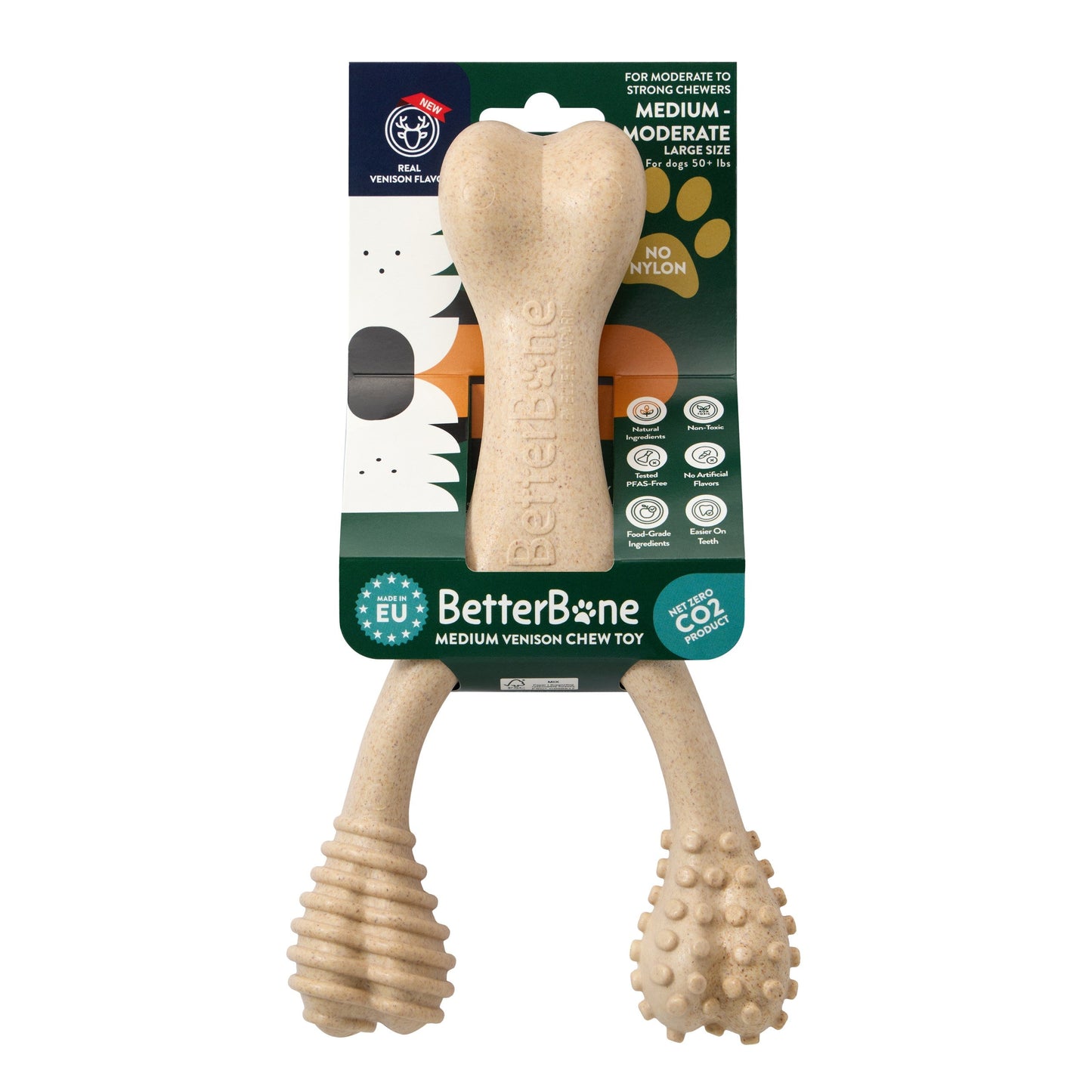 Dog chew toy with packaging on a white background