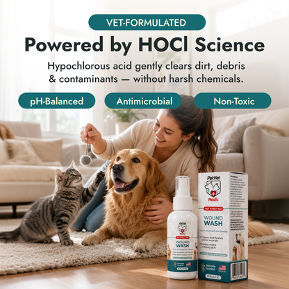 Detalle de cuidado de heridas de PetVet Medic® Lavado de heridas para perros y gatos - 3 oz
