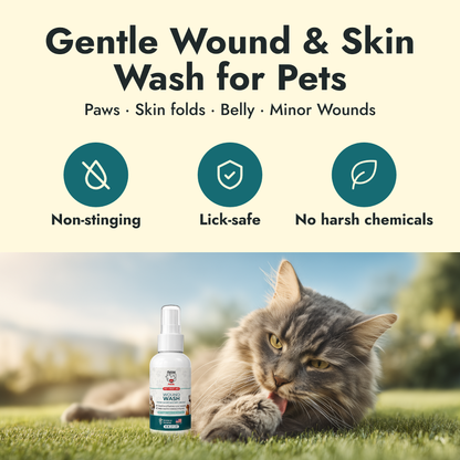 Detalle de cuidado de heridas de PetVet Medic® Lavado de heridas para perros y gatos - 3 oz